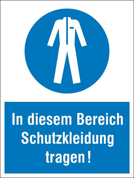 SafetyMarking Gebots-Kombischild, In diesem Bereich Schutzkleidung tragen!, BxH 30x40 cm, Kunststoff (Hart-PVC), 43.0421