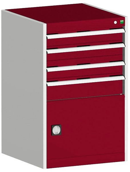 bott cubio Schubladenschrank bestückt mit 4 Schubladen, Tür BxTxH: 650 x 525 x 1000 mm, RAL 7035/3004, 40011052.24V