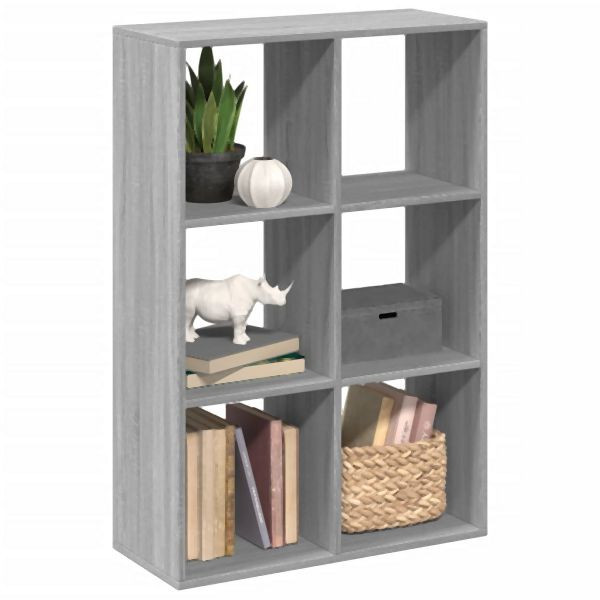 vidaXL Raumteiler-Bücherregal Grau Sonoma 69,5x29x103,5 cm, 858017