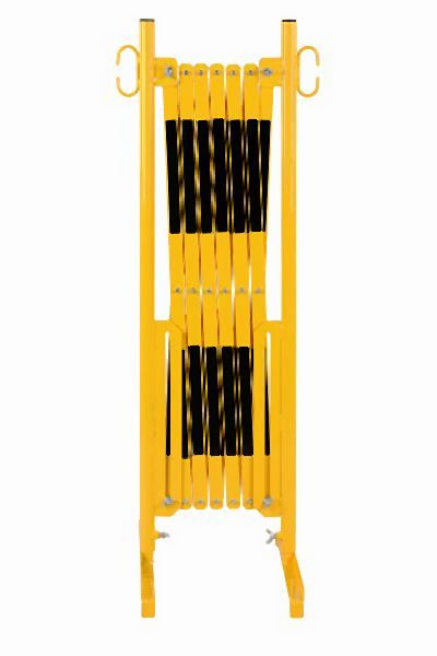 CRASH STOP Scherengitter gelb-schwarz 3,6m mit Standfuß, 70-30
