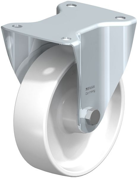 Blickle B-PO 160XR Stahlblech-Bockrolle mit Anschraubplatte, Polyamid, Weiß, 681346