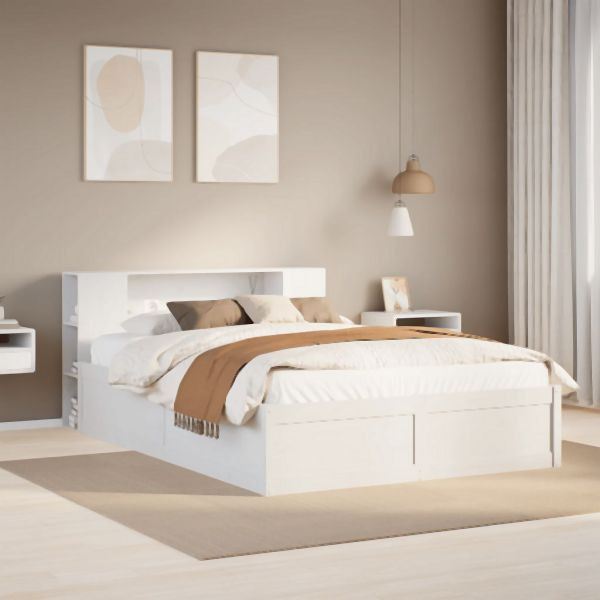 vidaXL Massivholzbett ohne Matratze Weiß 140x190 cm Kiefernholz, 3323423
