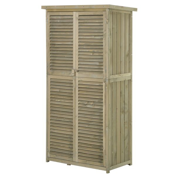 Outsunny Geräteschuppen Gerätehaus Geräteschrank Schuppen Garten 4 Fächer Grau 87 x 46,5 x 160cm, 845-215GY
