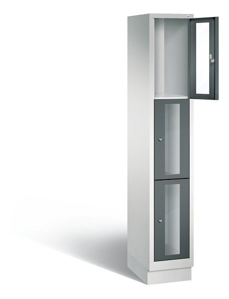 C+P Schließfachschrank Classic, H1800xB320xT500mm, Farbe: Lichtgrau / Anthrazitgrau, 8020A103 S10016