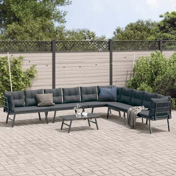 vidaXL 5-tlg. Garten-Sitzgruppe mit Kissen Schwarz Stahl, 3283712