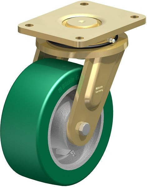 Blickle LS-GST 202K Stahlgeschweißte Schwerlast-Lenkrolle, schwere Drehkranz-Ausführung, Blickle Softhane®, Grün, 744928