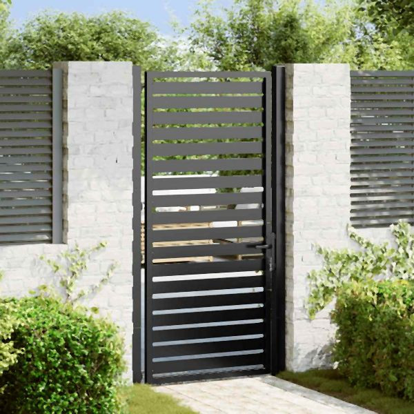 vidaXL Gartentor Abschließbar Schwarz 100x180 cm Aluminium, 42004149