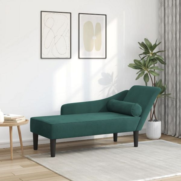 vidaXL Chaiselongue mit Kissen Dunkelgrün Samt, 4007590