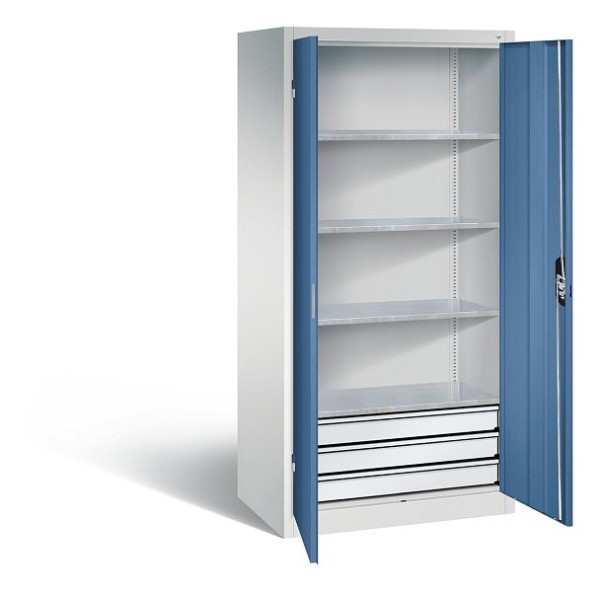 C+P Werkzeugschrank Acurado, H1950xB930xT600mm, Farbe: Lichtgrau / Fernblau, Muldengriff, 8922-503 S10105
