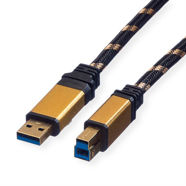 ROLINE GOLD USB 3.2 Gen 1 Kabel, Typ A-B, 0,8 m, 11.02.8900