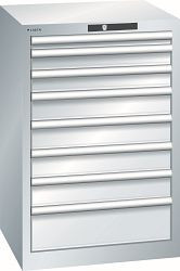 LISTA Schubladenschrank 27x27E (BxTxH) 564x572x850mm KEY Lock, Lichtgrau, 8 Schubladen, 14.250.020