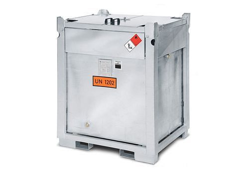 DENIOS Mobile Dieseltankstelle MDT 1000 aus Stahl, 12 V Pumpe, 1000 Liter, liegend, 122852