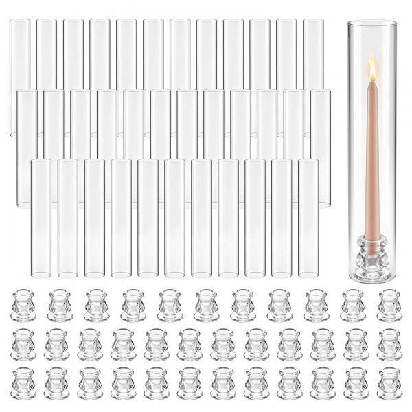 VEVOR 36 Stk. Glaszylinder für Kerzen, 65x350mm, Borosilikat, windfeste Kerzenhalter für Hochzeit/Weihnachten/Party, JFZTTM36JTYT82KP9001V0