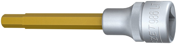Hazet Schraubendreher-Steckschlüsseleinsatz, Vierkant hohl 12,5 mm, Innen-Sechskant Profil, 7 mm, Lange Ausführung Mit Rändelung, 986L-7