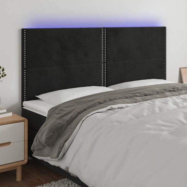 vidaXL LED Kopfteil Schwarz 180x5x118/128 cm Samt, 3122346