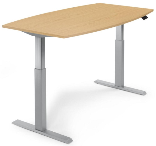 Deskin Sitz-/ Stehbesprechungstisch, höhenverstellbar, Buchedekor, 2000 x 1000 x 715-1205 mm, 269945