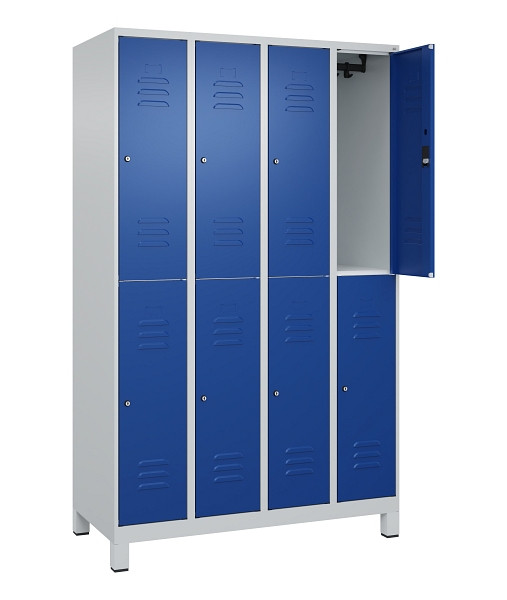 C+P Doppelstock-Spind Classic PLUS, Füße, 4 Abteile, 1950x1200x500mm, 7035/5010, 080310-40 S10018