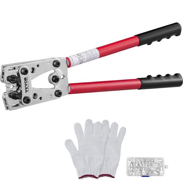 VEVOR Crimpzange Kabelschuhzange 6-50 mm², Batteriekabel-Crimpzange 10–1/0 AWG für Batterieklemmen-Crimper, Crimpwerkzeug mit 6 Größen, DLYJQTLDL1010SBO2V0