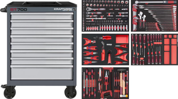 Kraftwerk BT LINE Werkstattwagen BT700 8 Schubladen 243-teilig, 102.470.516
