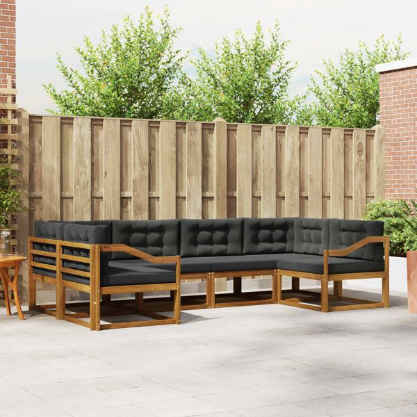 vidaXL Outdoor-Sofagarnitur mit Kissen 6-teilig Natur und Anthrazit, 3368085