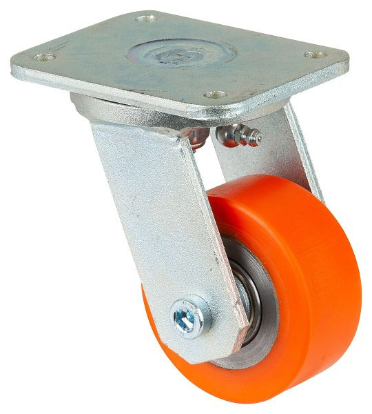 BS Rollen Schwerlastrolle, Rad-Breite 36 mm, Rad-Ø 80 mm, Tragfähigkeit 250 kg, Guss-Polyurethan 95 Shore A, Radkörper Guss, Kugellager, RR100.C10.080
