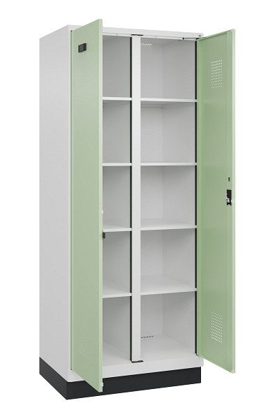 C+P Wäsche-Spind Evolo PLUS, mit Sockel, 2 Abteile, 1950x800x500mm, 9016/6019, Verschluss Zylinderschloss, 049022-22B S10046