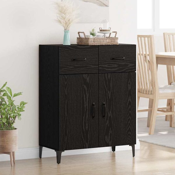 vidaXL Sideboard Schwarz Eichen-Optik 34 x 69.5 x 90 cm Holzwerkstoff, 880681