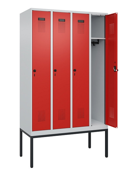 C+P Spind Evolo PLUS, Gestell, 4 Abteile, 2120x1200x500mm, 7035/3020, Verschluss Drehriegel, Ablageböden 4, 0490307-40 S10005
