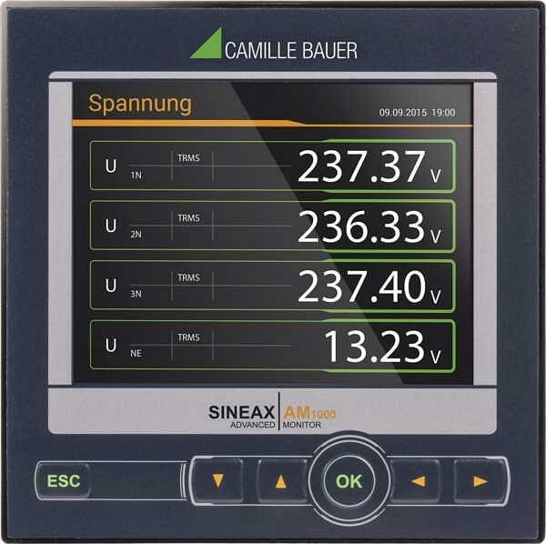 Camille Bauer Multifunktionales Leistungsmessgerät mit Netzanalyse für Messung, Überwachung, Starkstromnetze, Format 96x96mm AM1000-1123 0AE, 192761