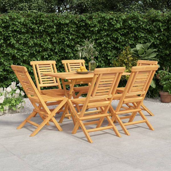 vidaXL 7-teilig Garten-Essgruppe Massivholz Teak, 3155000