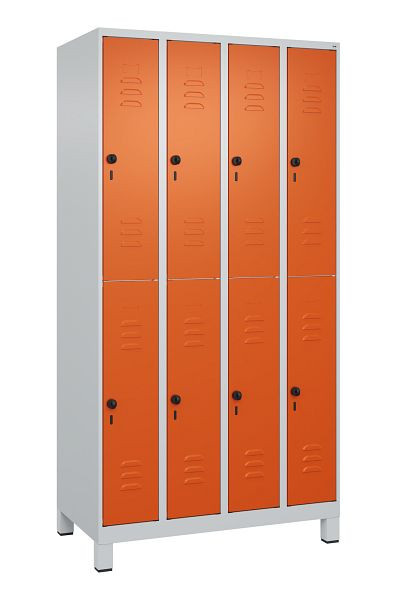 C+P Doppelstöckiger Spind Classic PLUS, Füße, 4 Abteile, 1950x1000x500mm, 7035/2004, 080310-49 S10073