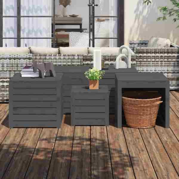 vidaXL 4-tlg. Gartenbox-Set Grau Massivholz Kiefer, 3154668