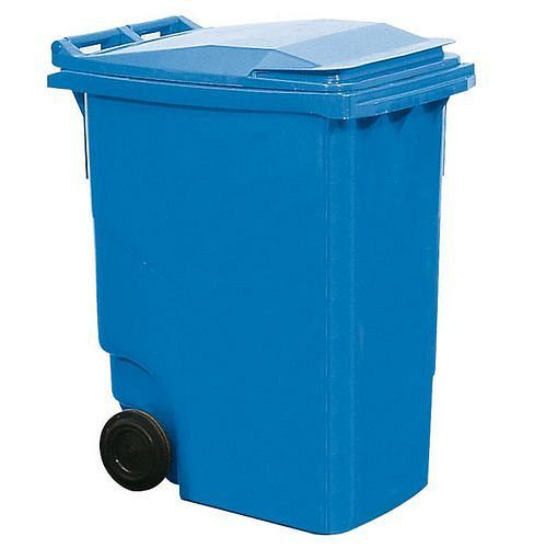 DENIOS Fahrbare Großmülltonne aus Kunststoff, 360 Liter Volumen, blau, 116208