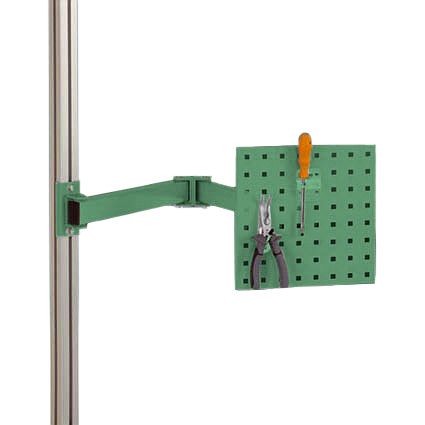 Manuflex Werkzeugträgerplatte für CANTOLAB und ALU, BxH 305 x 305 mm, mit Doppelgelenk-Schwenkausleger, Resedagrün, ZB8232.6011