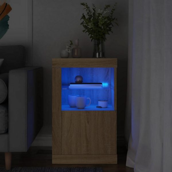 vidaXL Beistellschrank mit LED-Leuchten Sonoma Eiche Holzwerkstoff, 836634