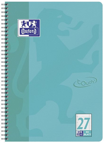Oxford Collegeblock Touch LIN 27 - A4+, 80 Blatt, 90 g/qm, aqua, 400086492