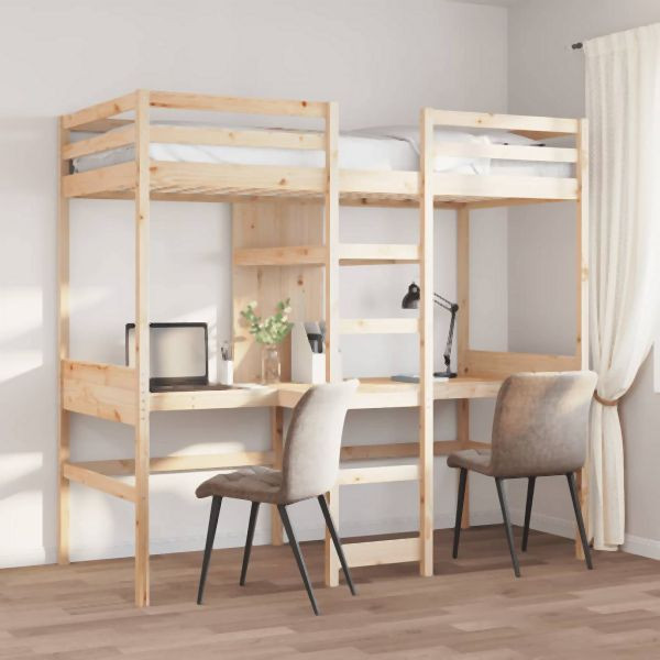 vidaXL Hochbett ohne Matratze 75x190 cm Massivholz Kiefer, 3308550