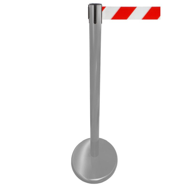 Stein HGS Personenleitsystem -P-LINE Future-, Metall/ anthrazit, rot/weiß diagonal (schraffiert), mit Gurtendstück (Standard), Gurtlänge: 2,3 m, 12792-1302