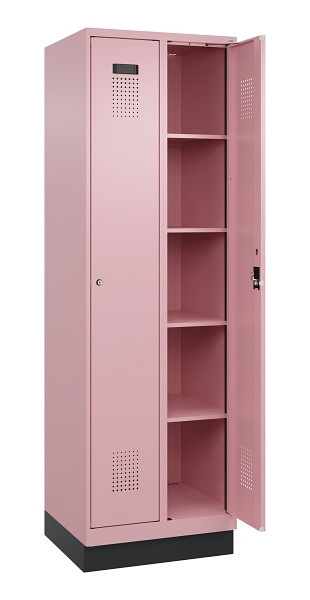 C+P Wäsche-Spind Evolo PLUS, mit Sockel, 2 Abteile, 1950x600x500mm, 3015/3015, Verschluss Zylinderschloss, Ablageböden 8, 049020-20B S10051