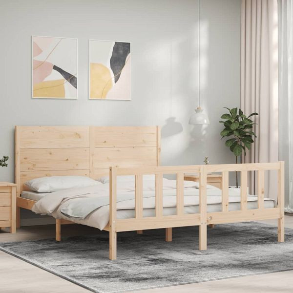 vidaXL Massivholzbett mit Kopfteil 160x200 cm, 3192761, 8720845979317