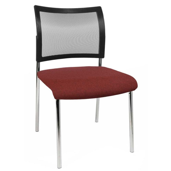 Deskin Besucherstuhl LAS VEGAS mit Netzrücken, 4-Fuß Gestell verchromt, Bezug Stoff Basic G, Farbe bordeaux, VE: 2 Stück, 272328