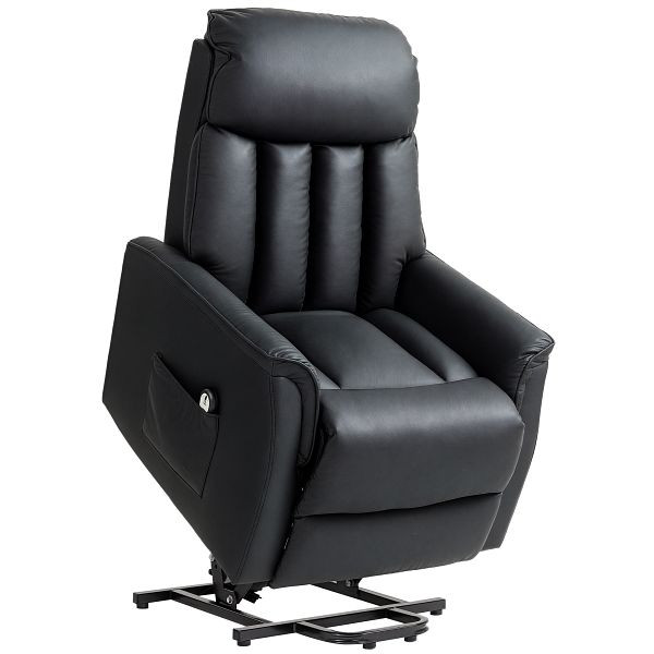 HOMCOM Elektrischer Aufstehsessel, Fernsehsessel, Sessel mit Aufstehhilfe, Liegefunktion, Kunstleder, 80 x 94 x 104 cm, Schwarz, 713-067V91BK