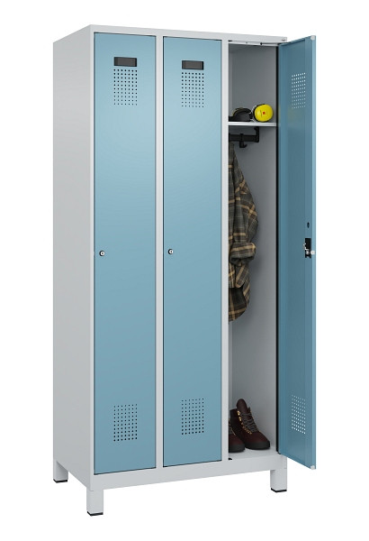 C+P Spind Evolo PLUS, mit Füßen, 3 Abteile, 1950x900x500mm, 7035/0010, Verschluss Zylinderschloss, Ablageböden 3, 049010-30 S10036