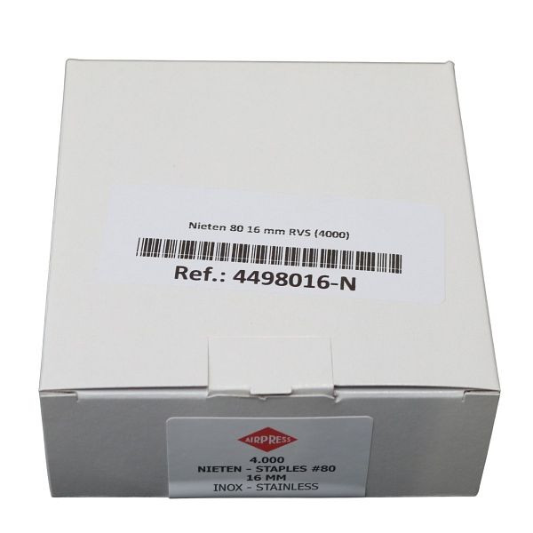 Airpress Tackerklammern Typ 80, 16 mm, Edelstahl rostfrei, 4000 Stück, 4498016-N