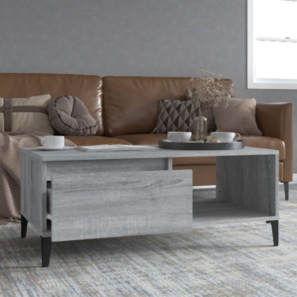 vidaXL Couchtisch Grau Sonoma 90x50x36,5 cm Holzwerkstoff, 821058