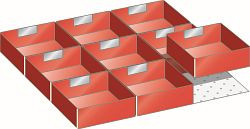 LISTA Set Einsatzkästen 27x27E (BxTxFH) 459x459x50mm, 9 Einsatzkästen 150x150mm, 80.664.000