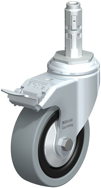 Blickle LKRA-VPA 101K-11-FI-FA-E12 Apparate-Lenkrolle mit Expander & Feststeller, Vollgummi, Grau, 327767