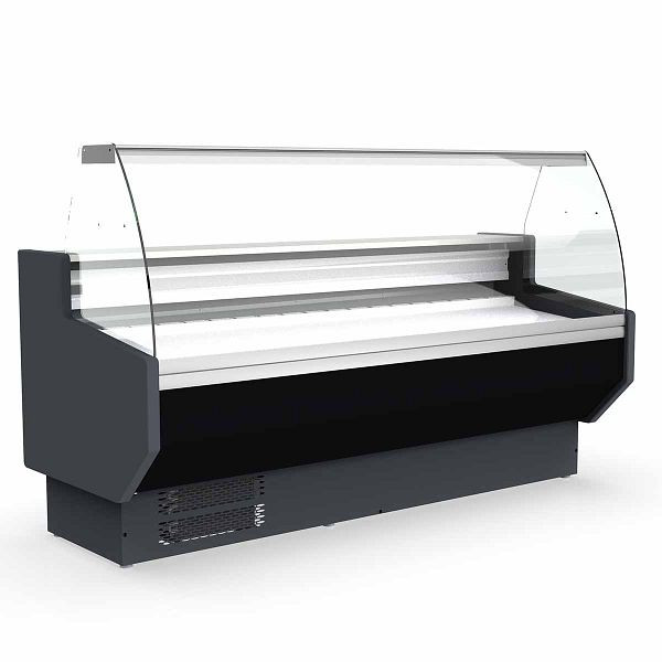 Vaiotec TOPLINE Kühltheke 200 - gebogenes Frontglas "schwarz", 198,5x80x123,5 cm, 10702