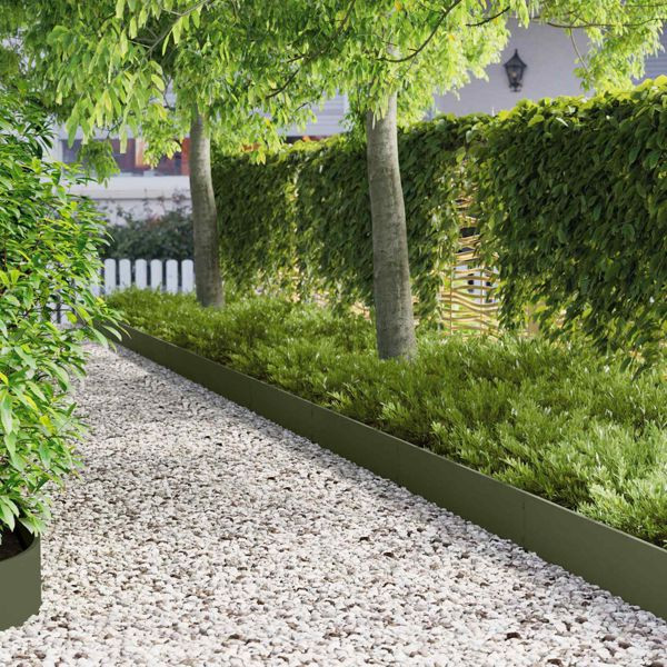 vidaXL Raseneinfassung 10-teilig 103 x 20 cm Stahl Olivgrün, 8008380