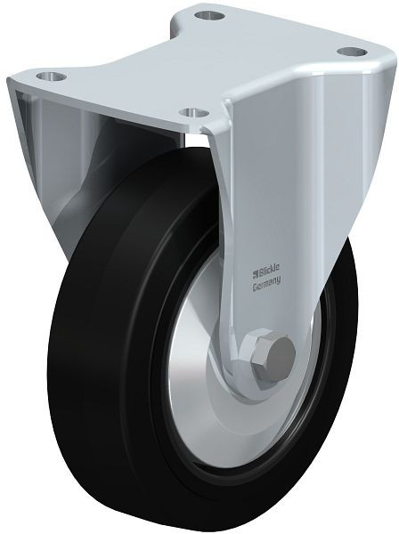 Blickle BH-POEV 160K-FA Stahlblech-Bockrolle, Schwerlast-Ausführung, mit Anschraubplatte, Elastik-Vollgummi, Schwarz, 84228